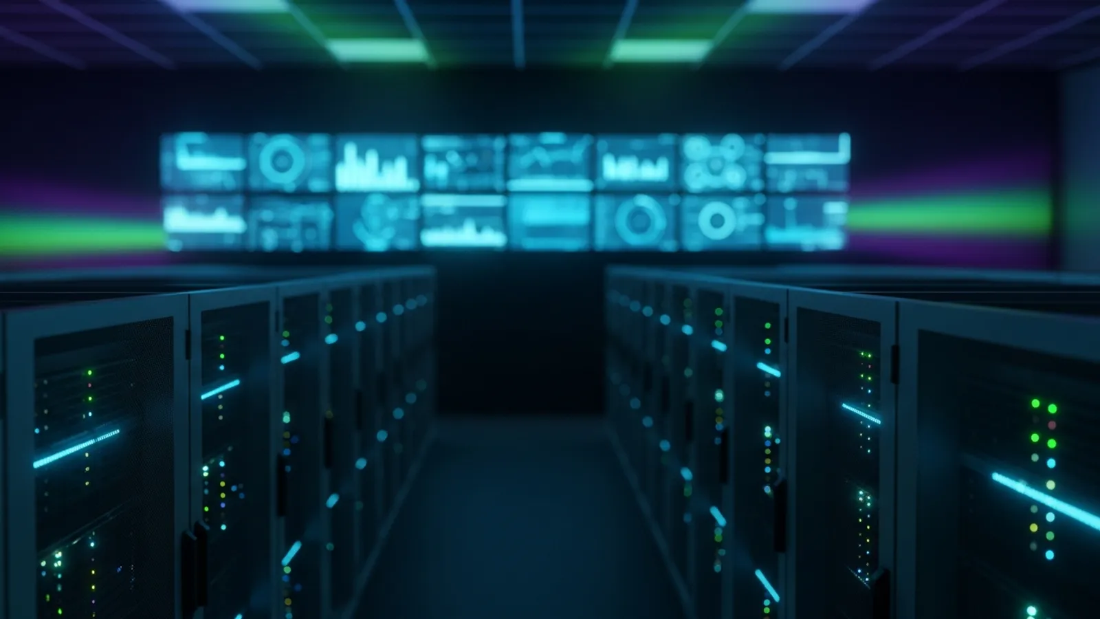 Network operations center monitoring screens